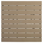 Driftwood slatted counter dining table top with dark frame, five pieces
