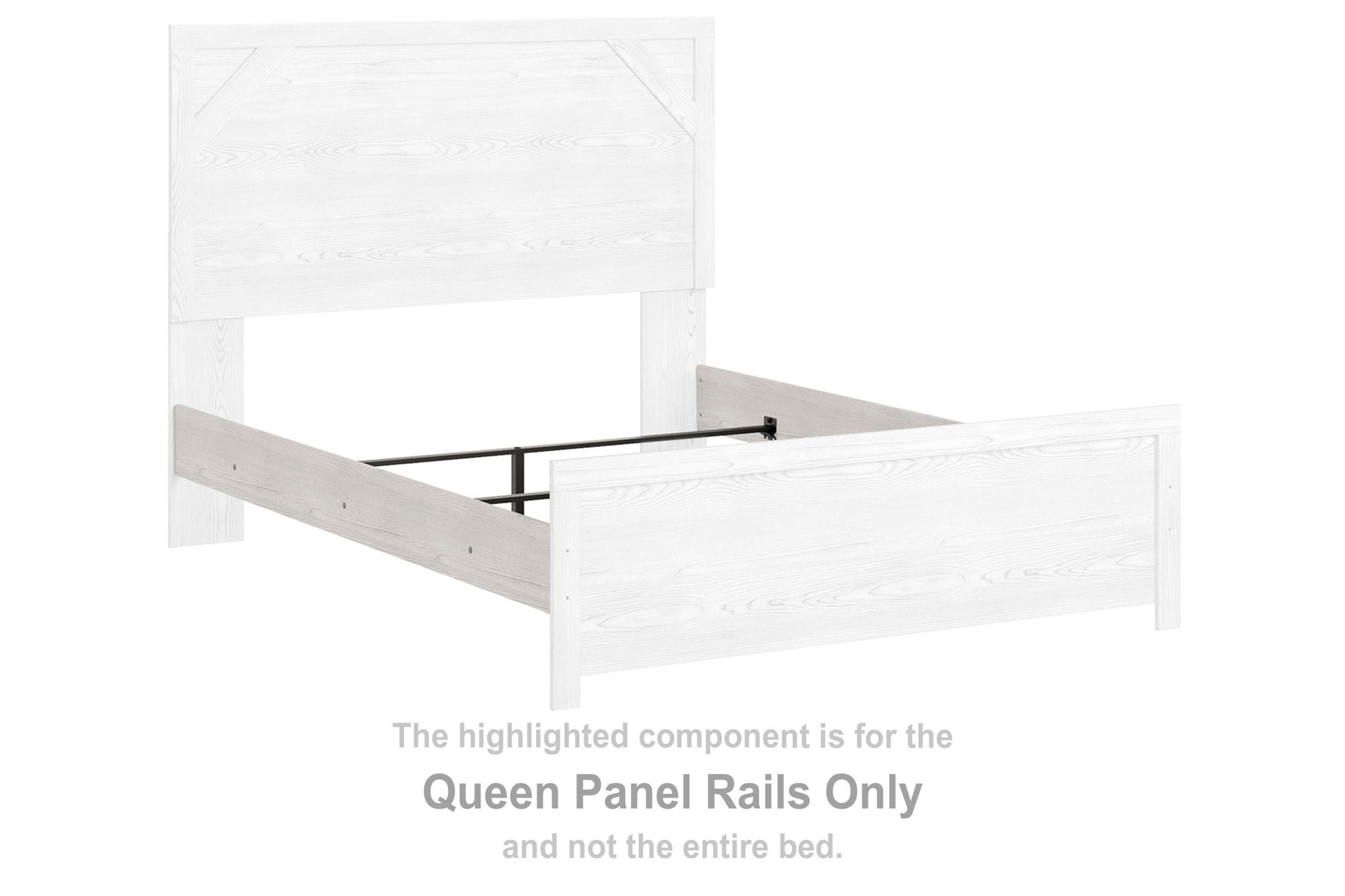 Queen panel rails with white panels and gray side trim