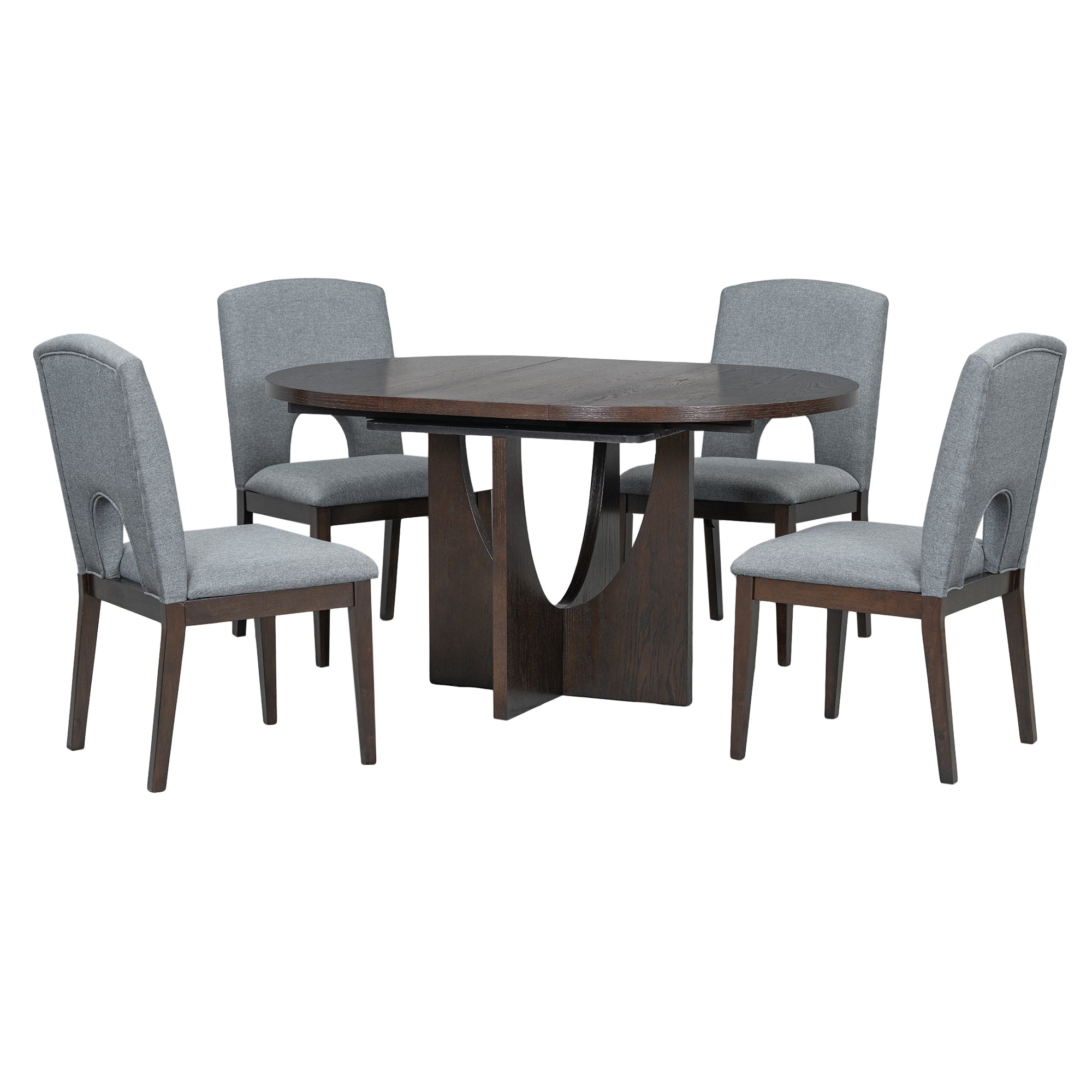 5-Piece Round Extendable Dining Table Set