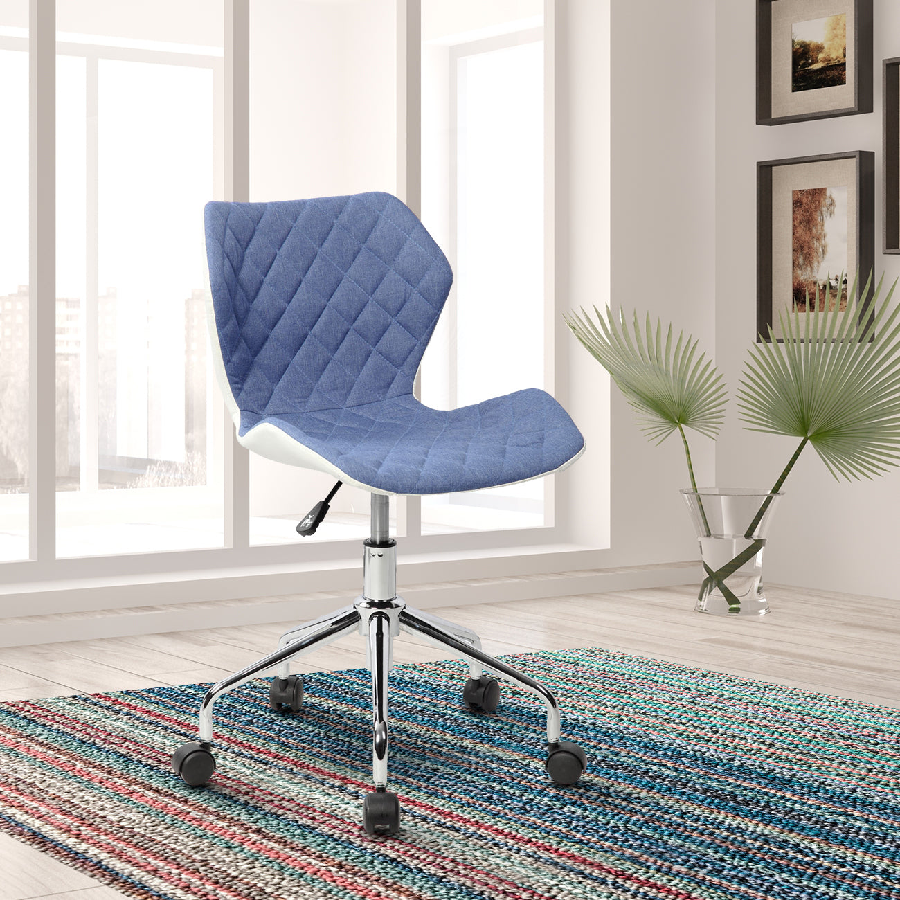 Modern Height Adjustable Office Chair- Blue