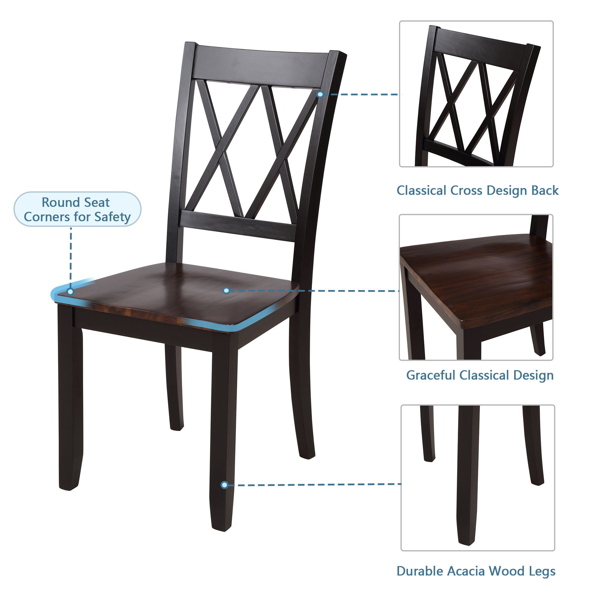 5-Piece Dining Set - Kitchen Table & Chairs