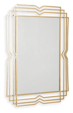 Gold accent mirror with layered geometric rectangular frames, front and side stack view