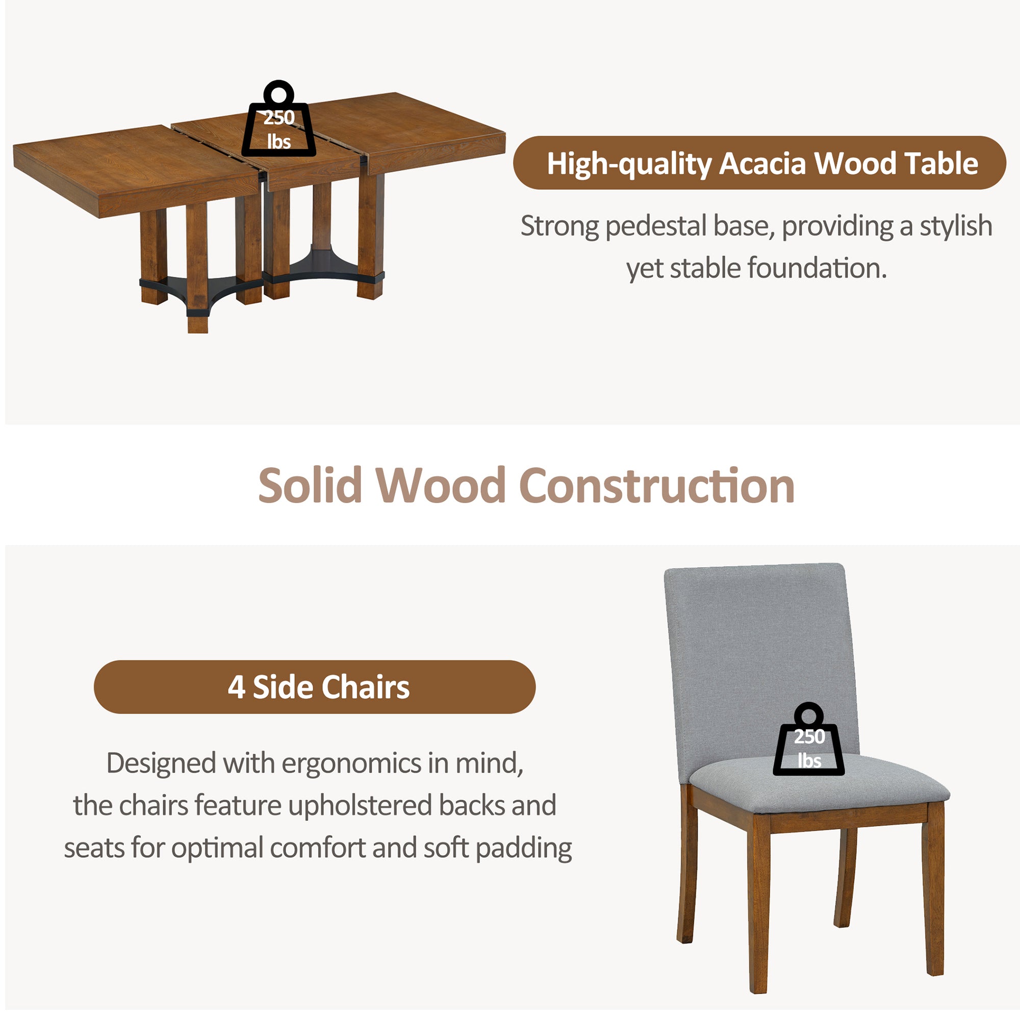 Rustic Extendable Dining Table Set - 7pc
