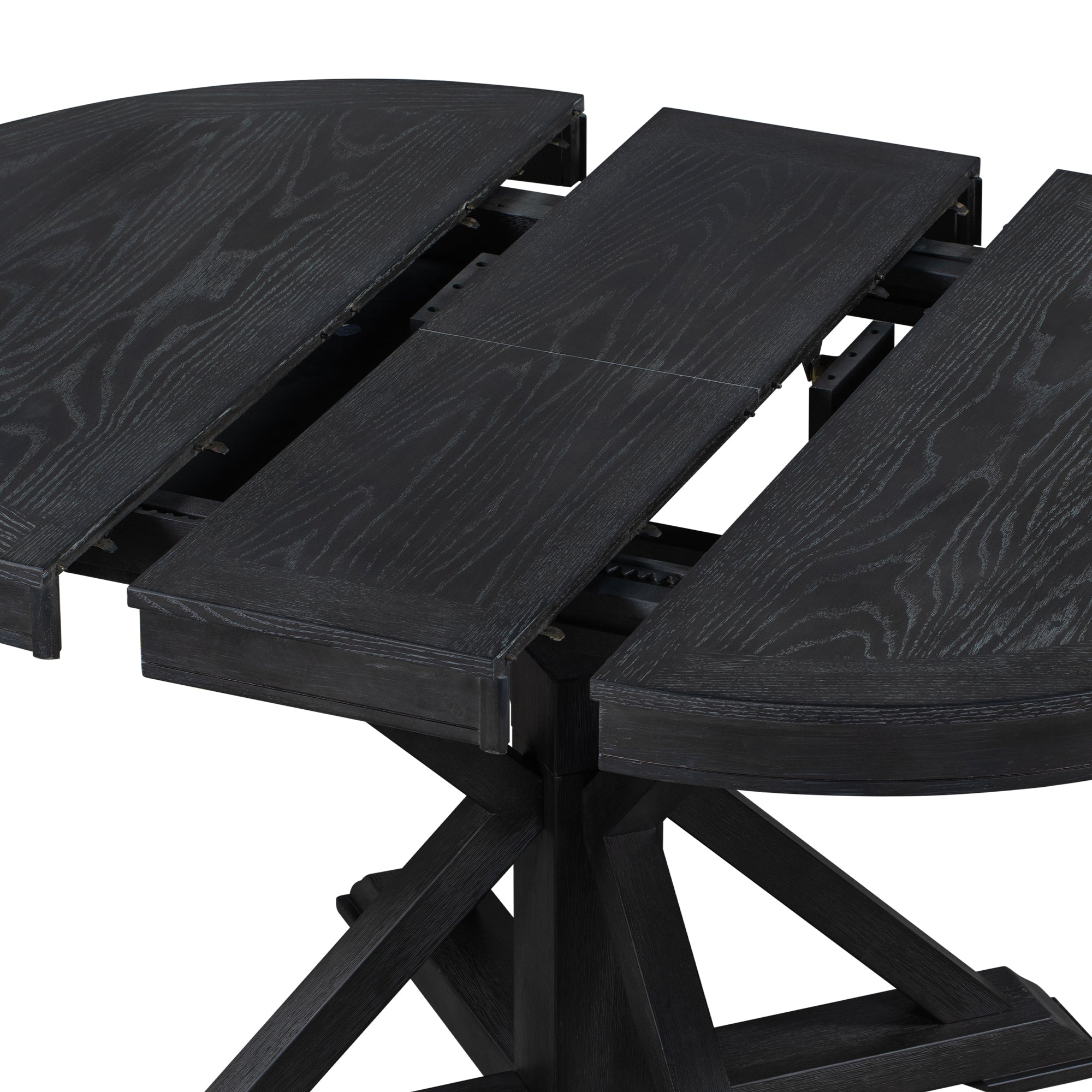 Retro Extendable Dining Table & 4 Chairs Set (Espresso)