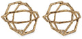 Light brown metal sculptural sphere frame decor, two-piece set