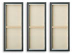 Set of 3 framed wall prints backs, dark frame borders with beige backing panels