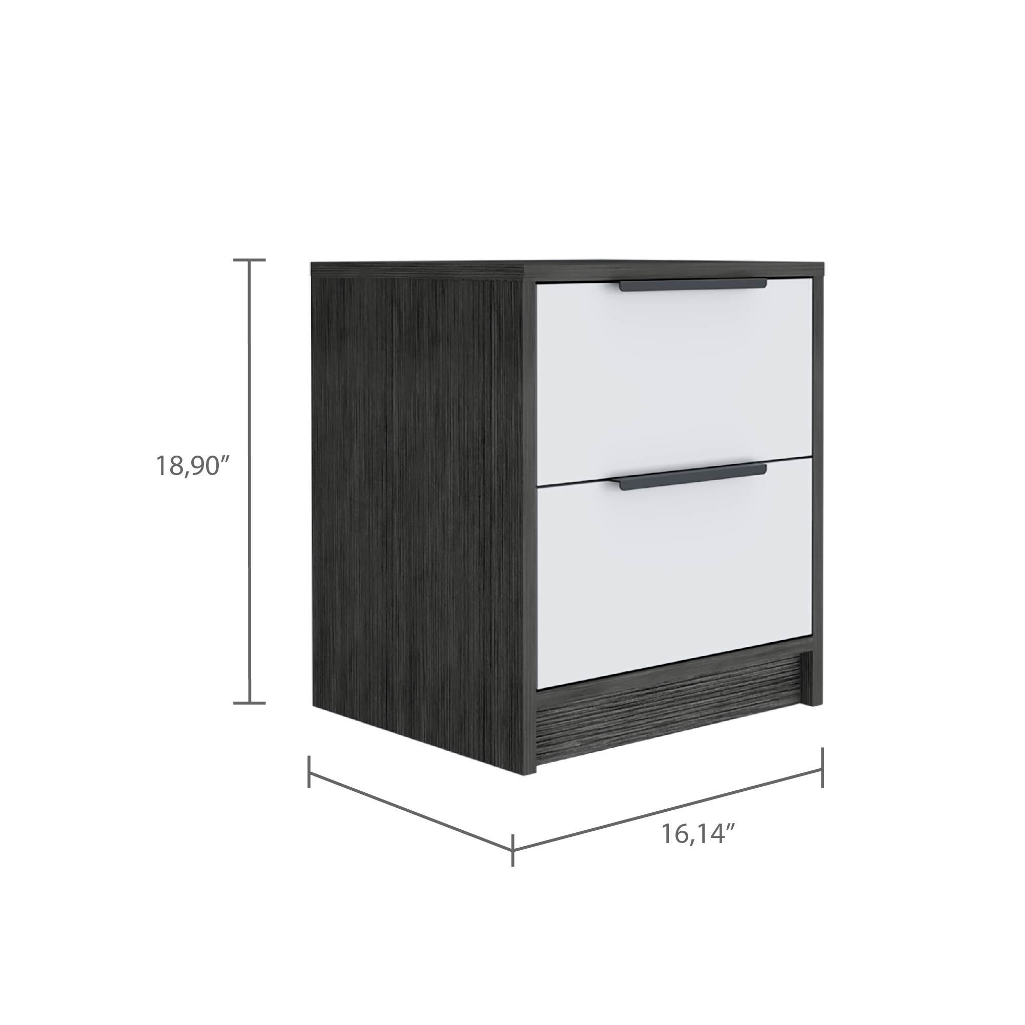 Smokey Oak & White Nightstand - 2 Drawers