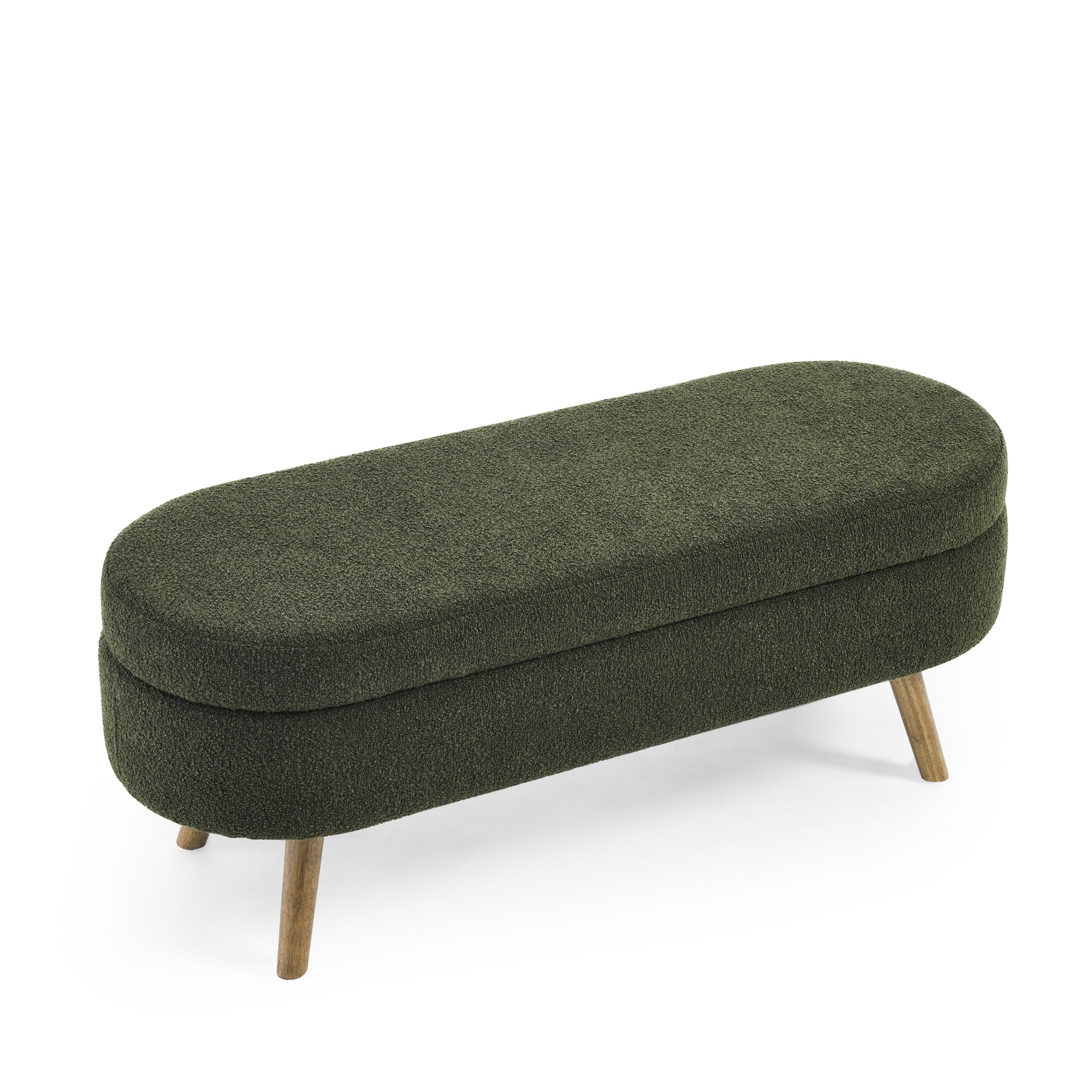 Elegant Green Oval Storage Ottoman Bench