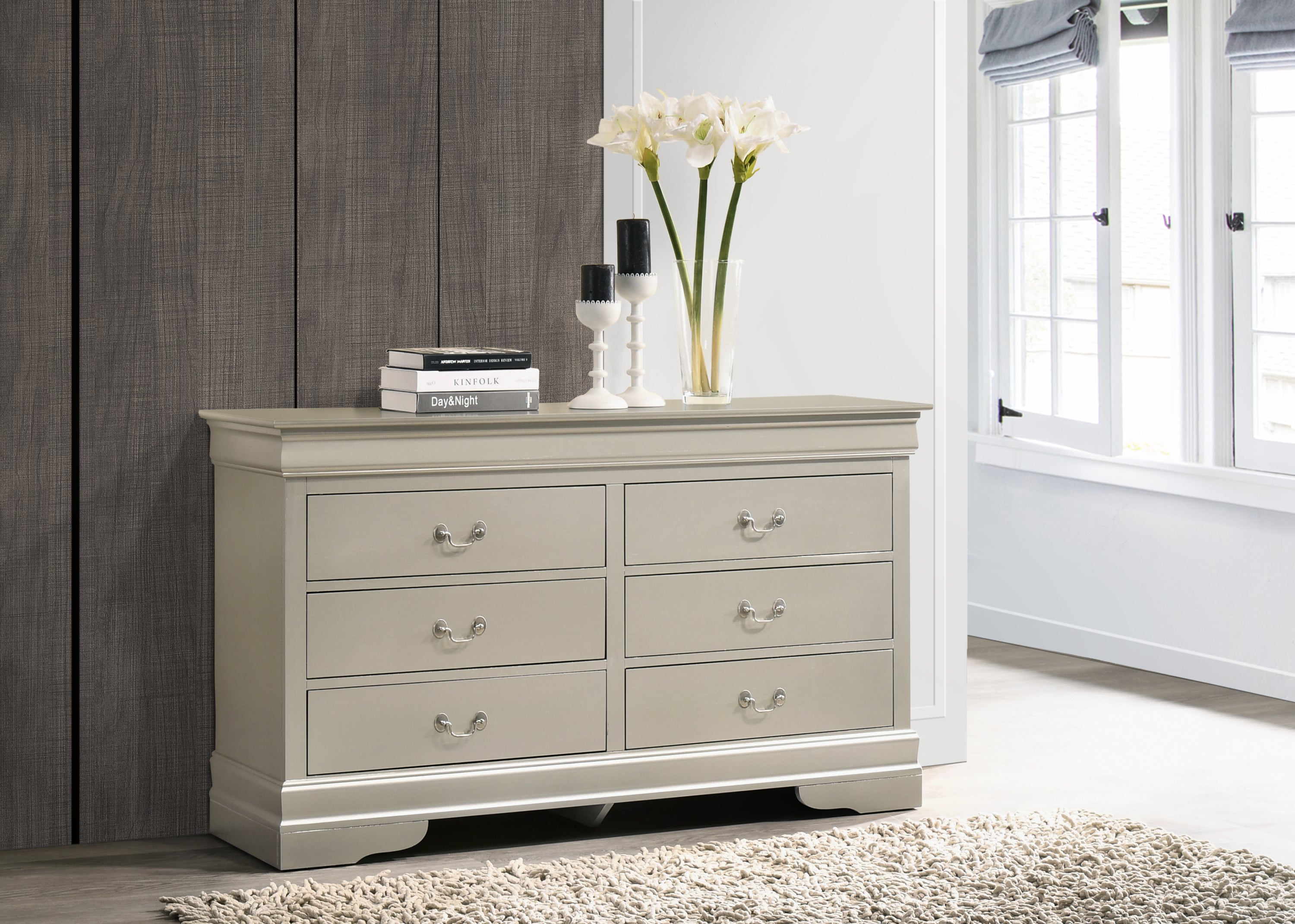 LouisPhillipe G02103-D Silver Champagne Dresser for Any Room