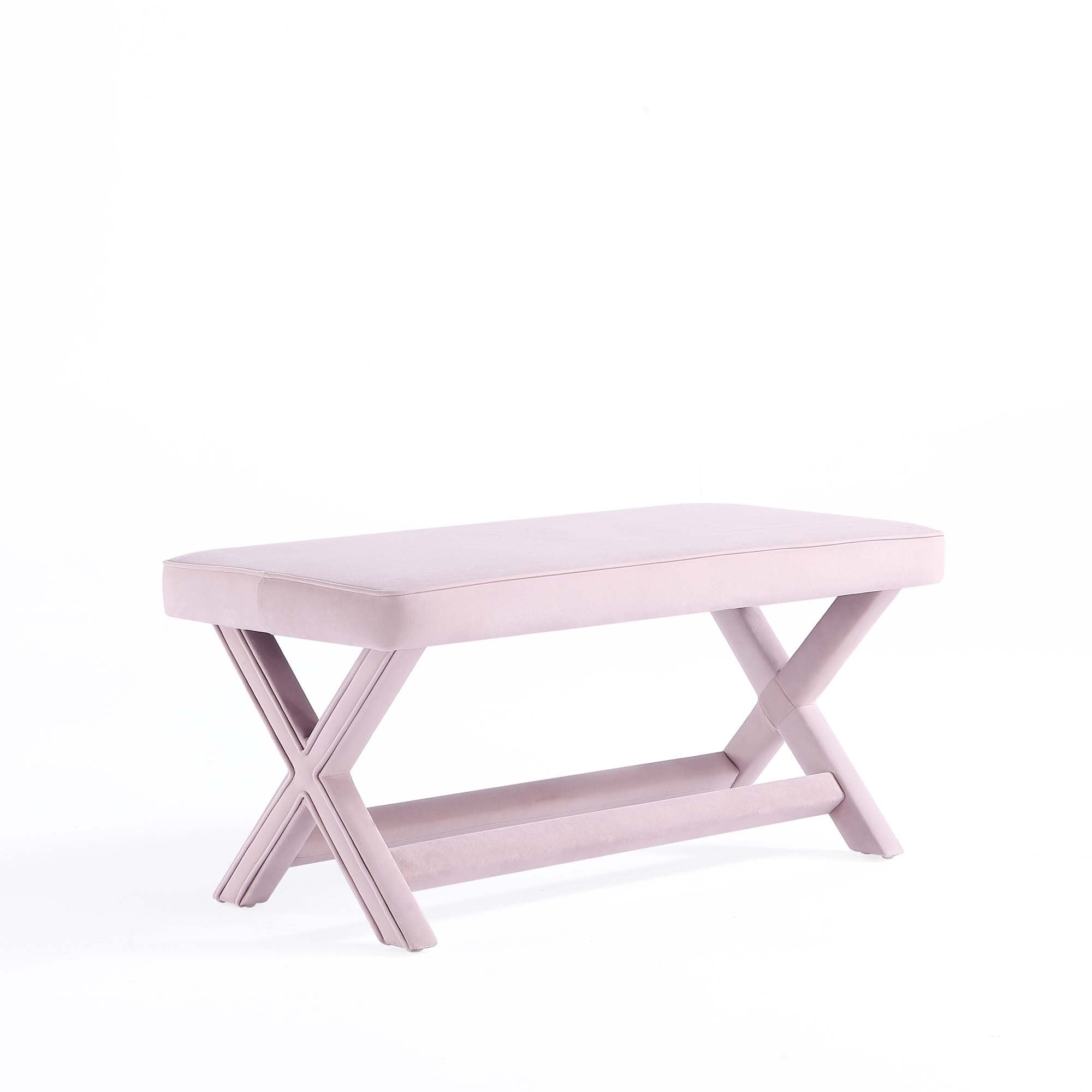 Abigail Pink Velvet Mid-Century Modern Bench