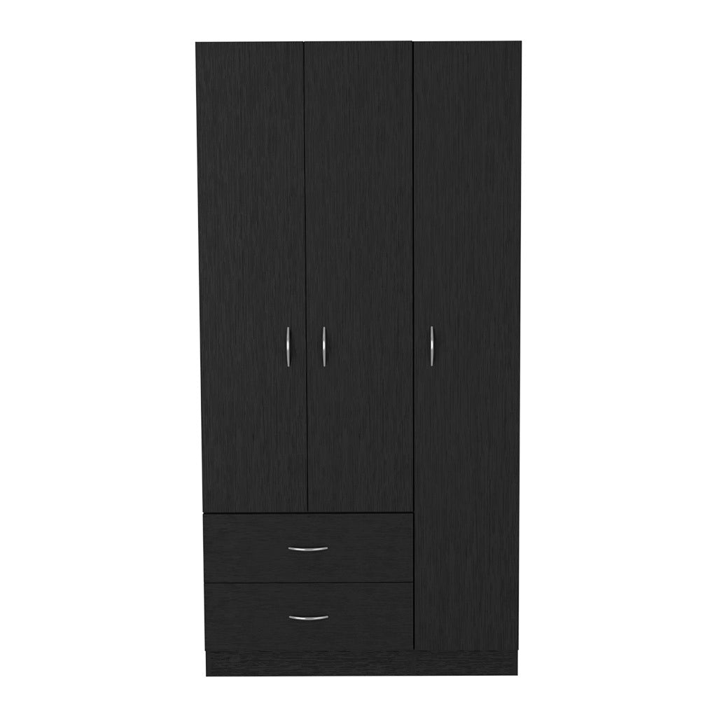 Black Three Door Bedroom Armoire Clark Storage