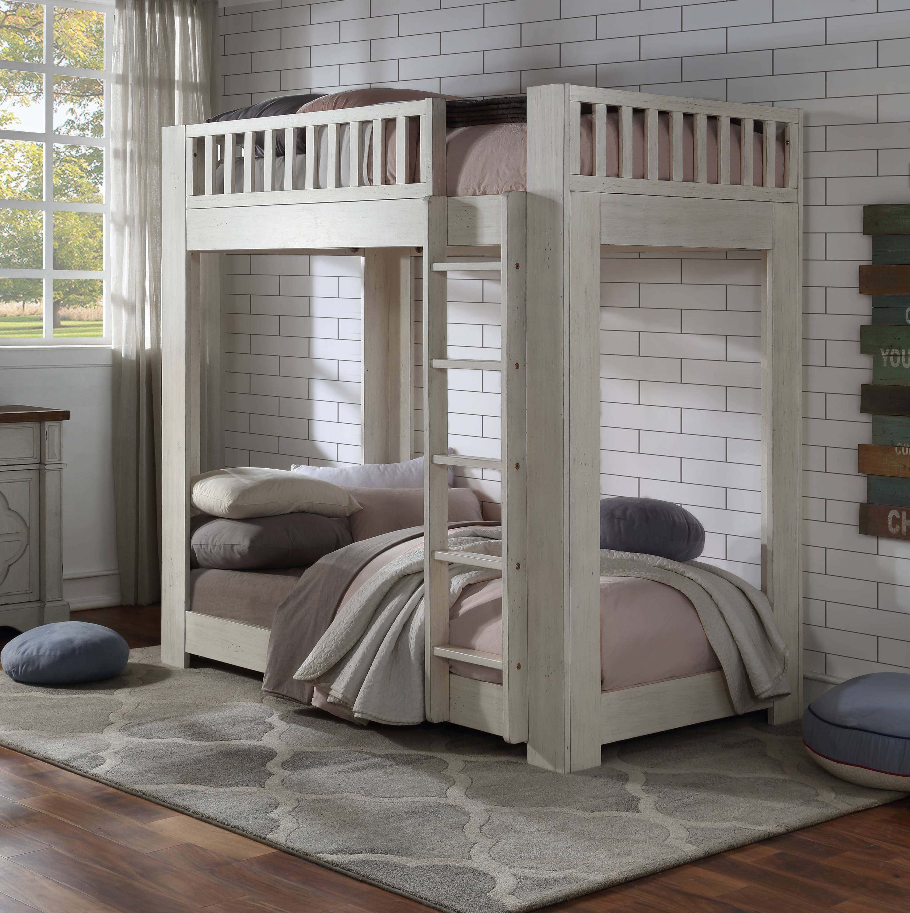 Cedro Weathered White Twin/Twin Bunk Bed - Durable & Stylish