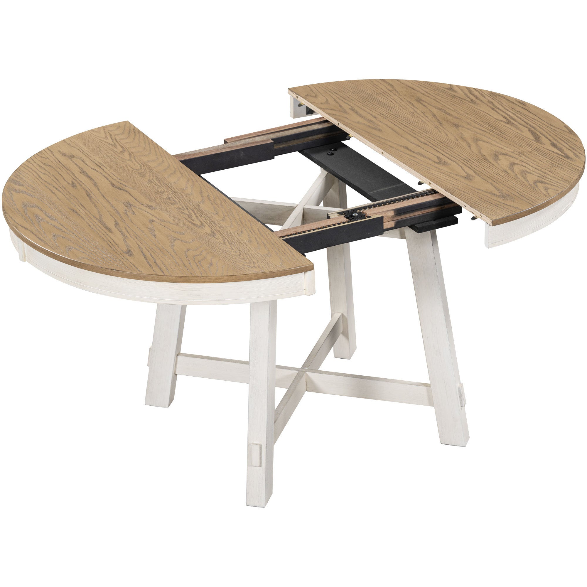 5-Pc Farmhouse Dining Set - Oak & White