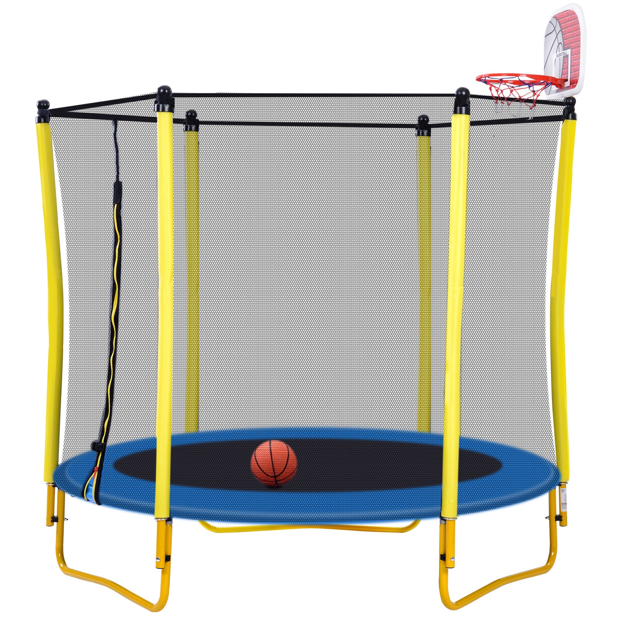5.5FT Kids Trampoline with Enclosure & Hoop-American Furniture Outlet