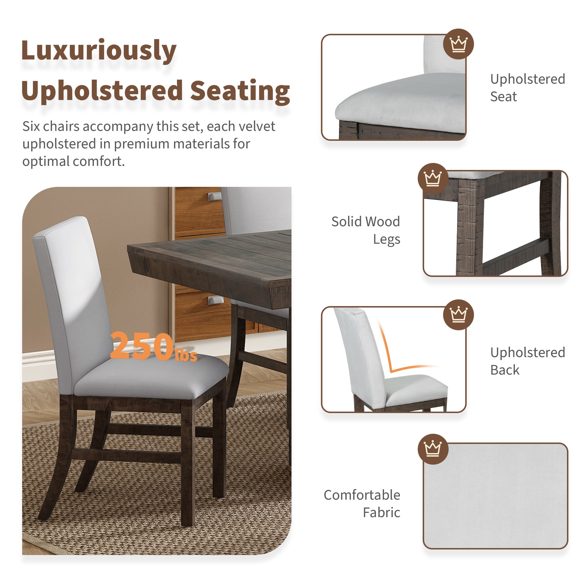 72" Extendable Dining Table Set - 7 Pc w/Leaf