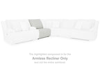 Light gray armless recliner section piece with smooth cushions in an L-shaped sofa