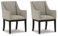 Burkhaus Beige & Dark Brown Two-Tone Upholstered Dining Arm Chair (Set of 2) - Padded
