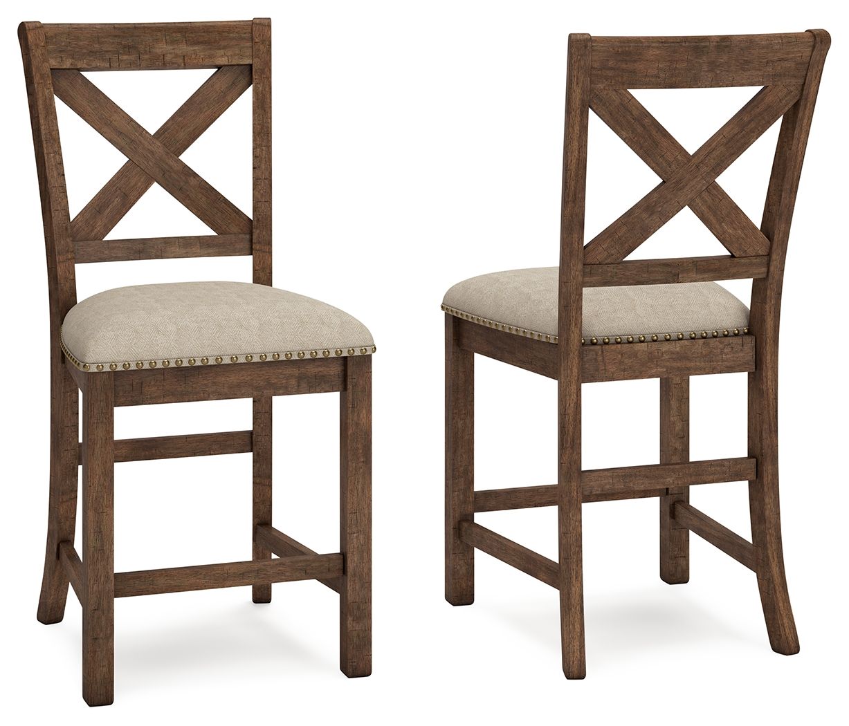 Moriville Beige Upholstered Counter Height Barstool (Set of 2)