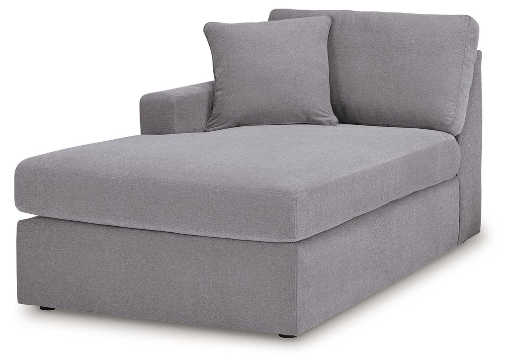 Modmax LAF corner chaise in granite-gray upholstery with squared arm and seat
