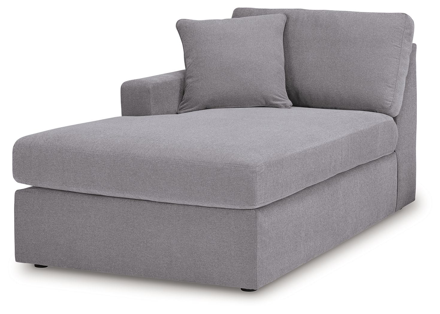 Modmax LAF corner chaise in granite-gray upholstery with squared arm and seat