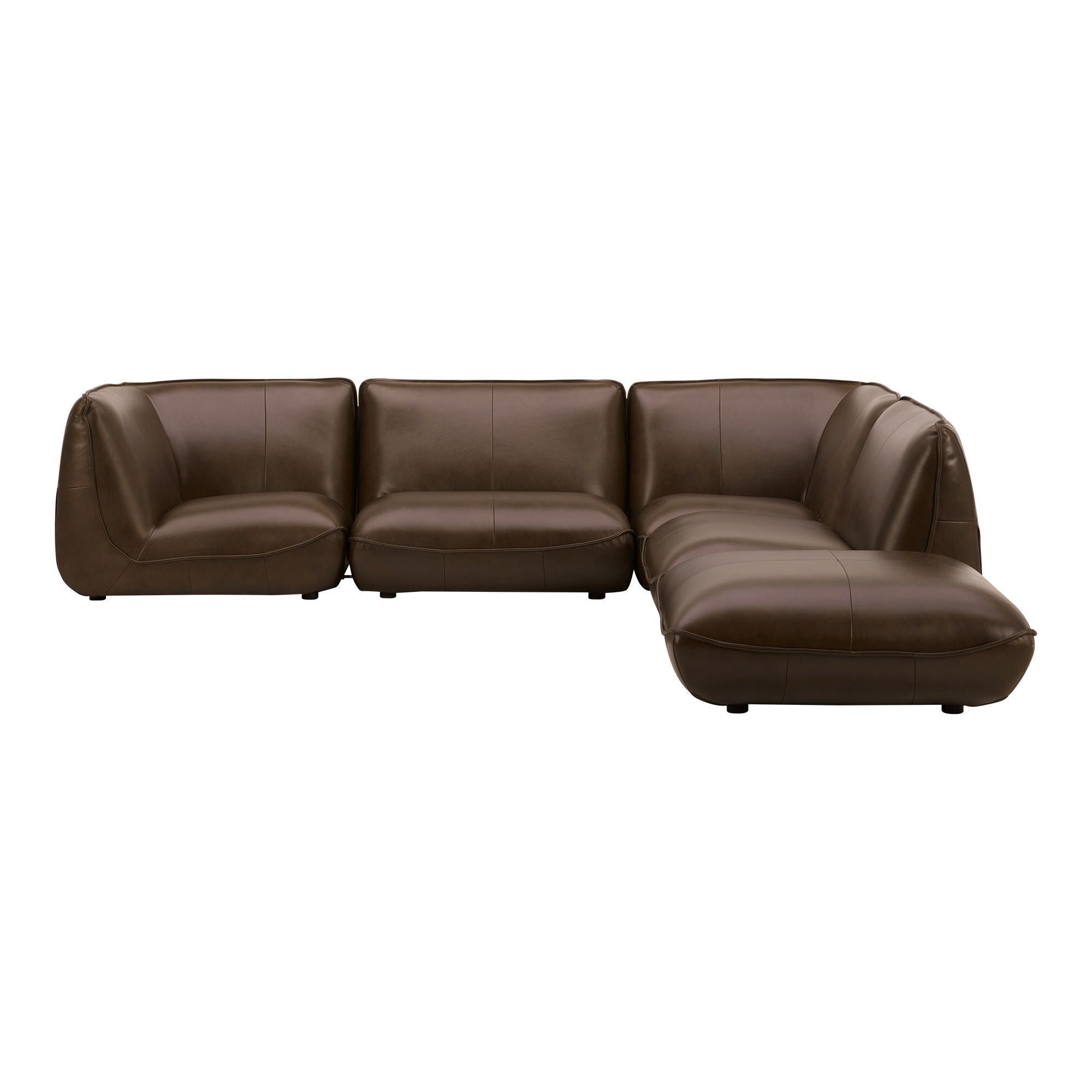 Brown Leather Modular Sectional - Zeppelin Dream, Comfy-Stationary Sectionals-American Furniture Outlet