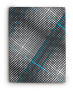 Hybrid mattress top in black with white grid pattern and teal crosshatch