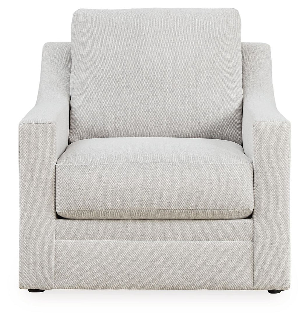 Light gray accent armchair with square arms and large back cushion