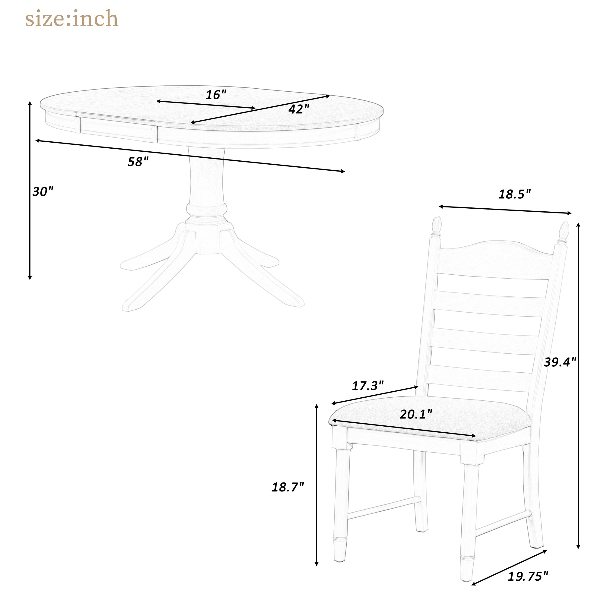 5-Pc Retro Extendable Dining Set, Antique White