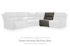 Dark gray armless power recliner highlighted within a white sectional