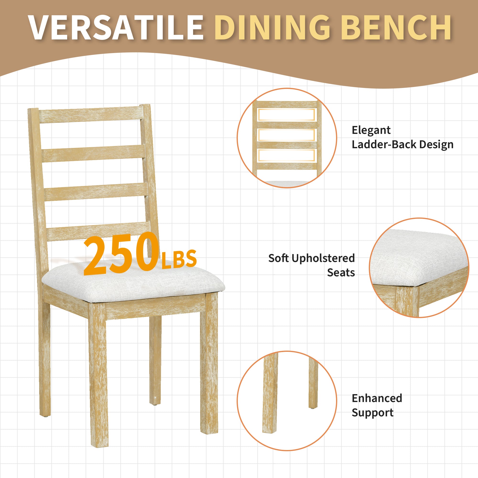 Farmhouse 60" Extendable Dining Table Set - 6 Pcs