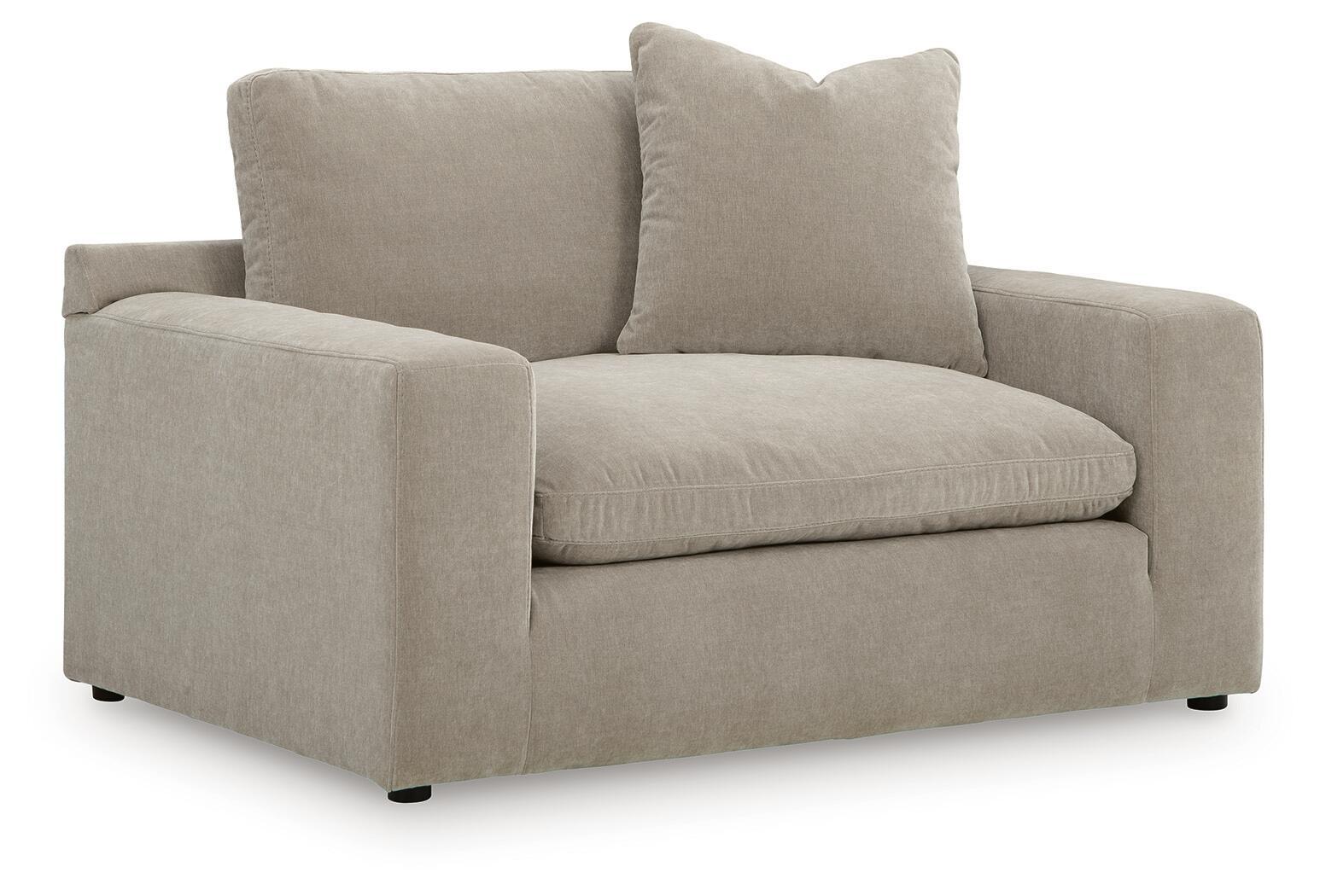 Maxton Heights chair and a half in gray with two large square back pillows