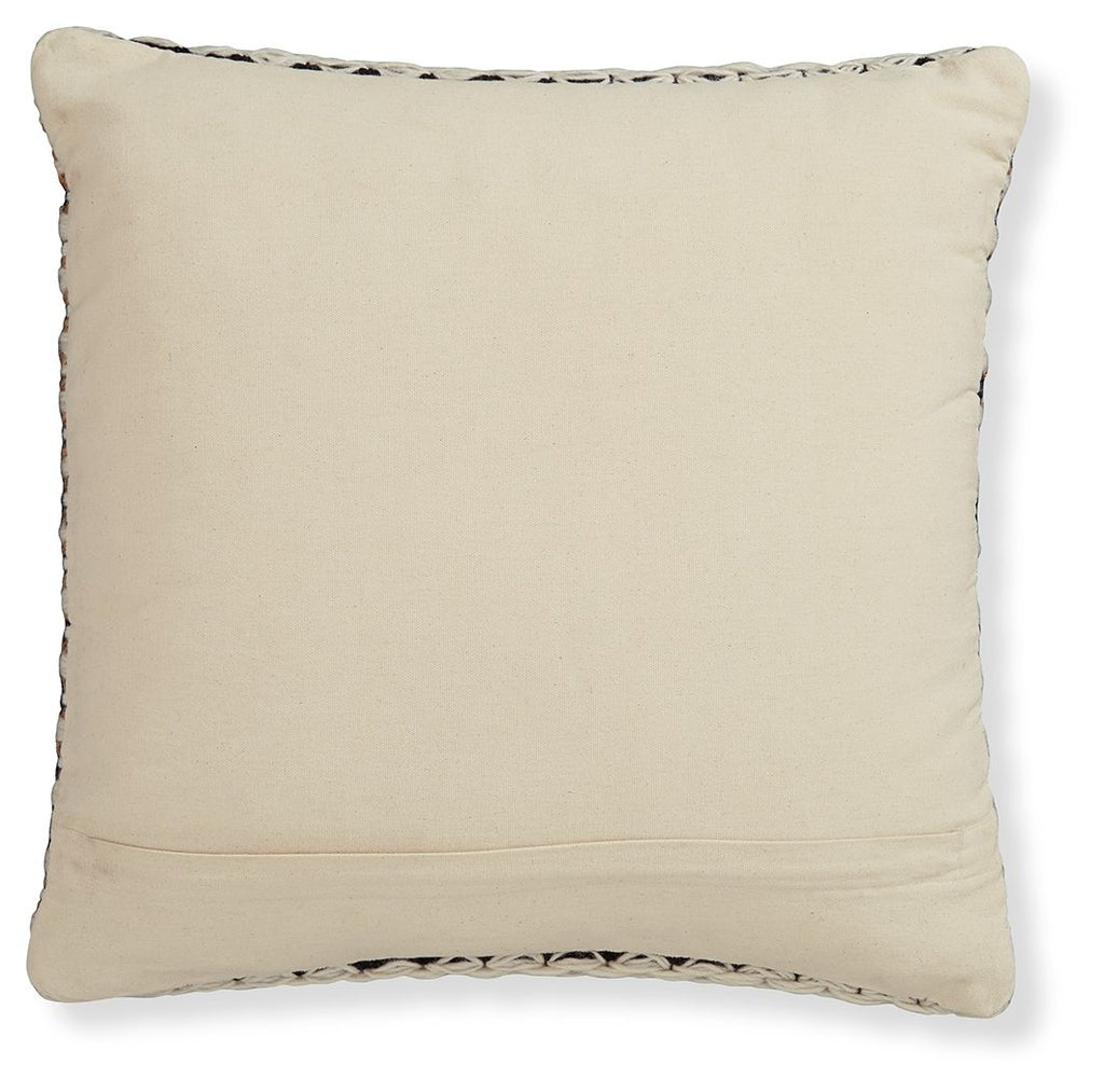 Solid cream pillow with stitched border and hidden seam