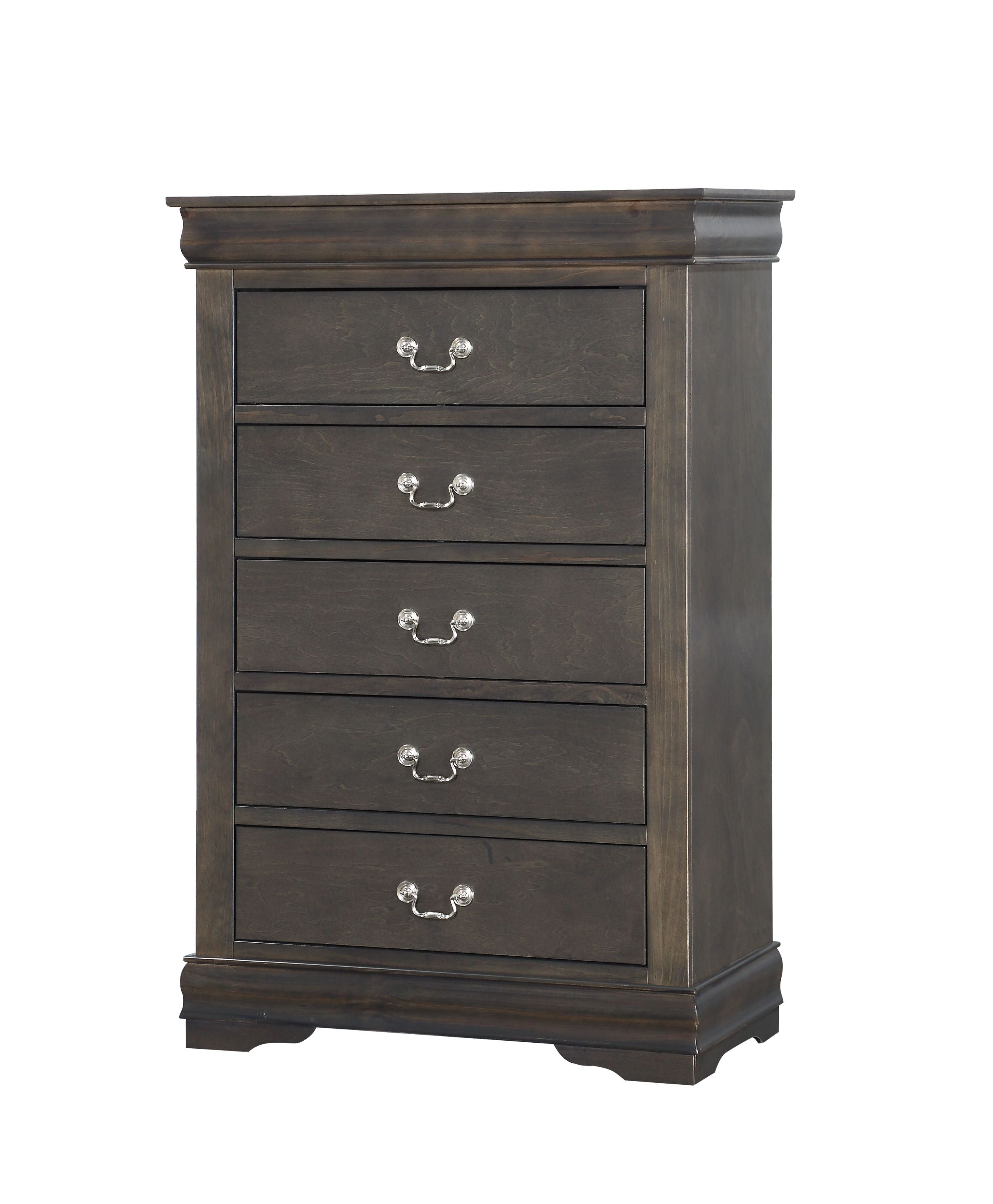 Louis Philippe Dark Gray Chest: Bedroom Dresser & Storage