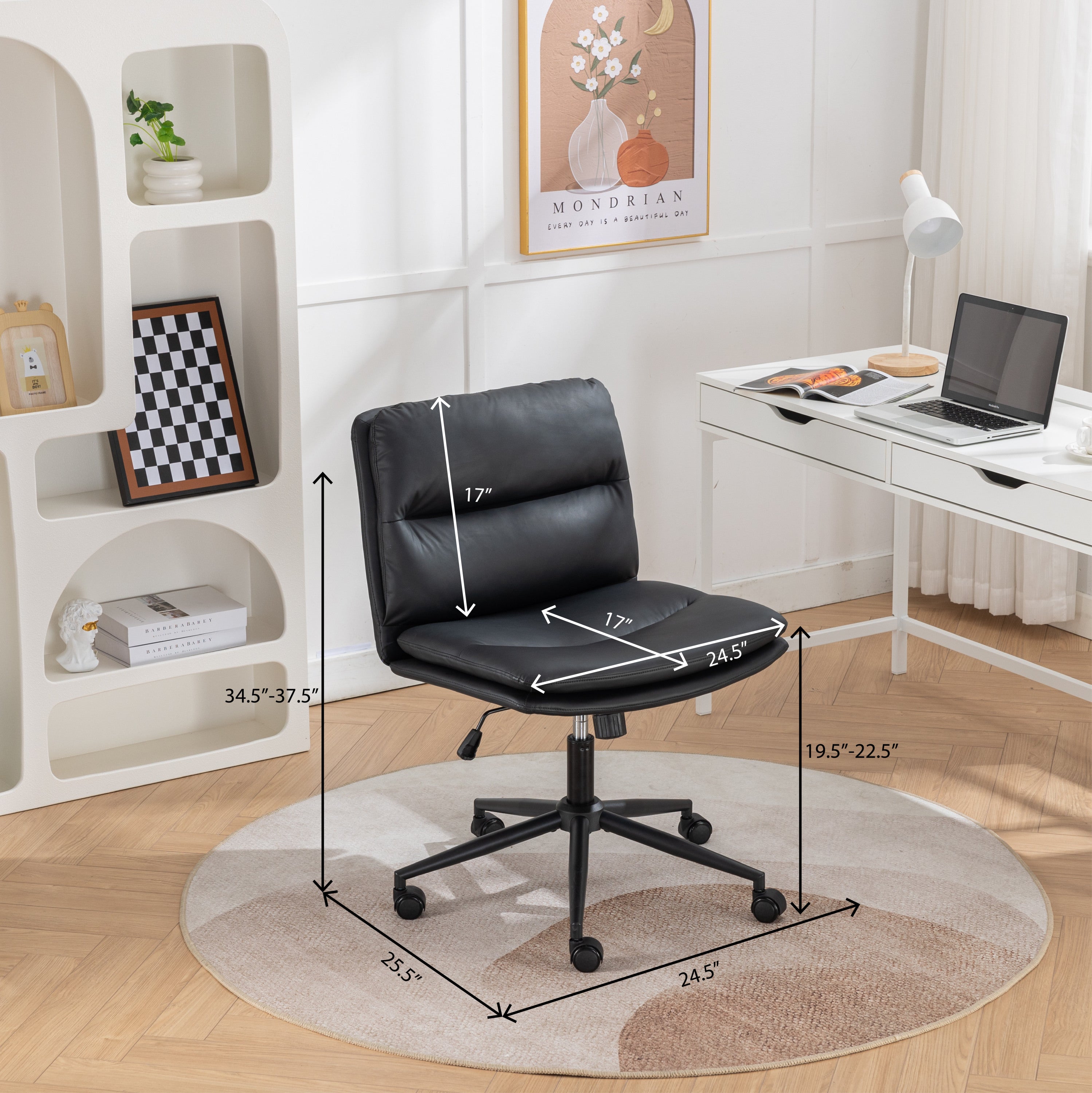 Bizerte Adjustable Swivel Criss-Cross Chair- Black