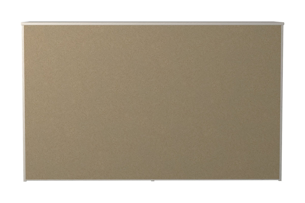 White six-drawer dresser back panel with attached side panels