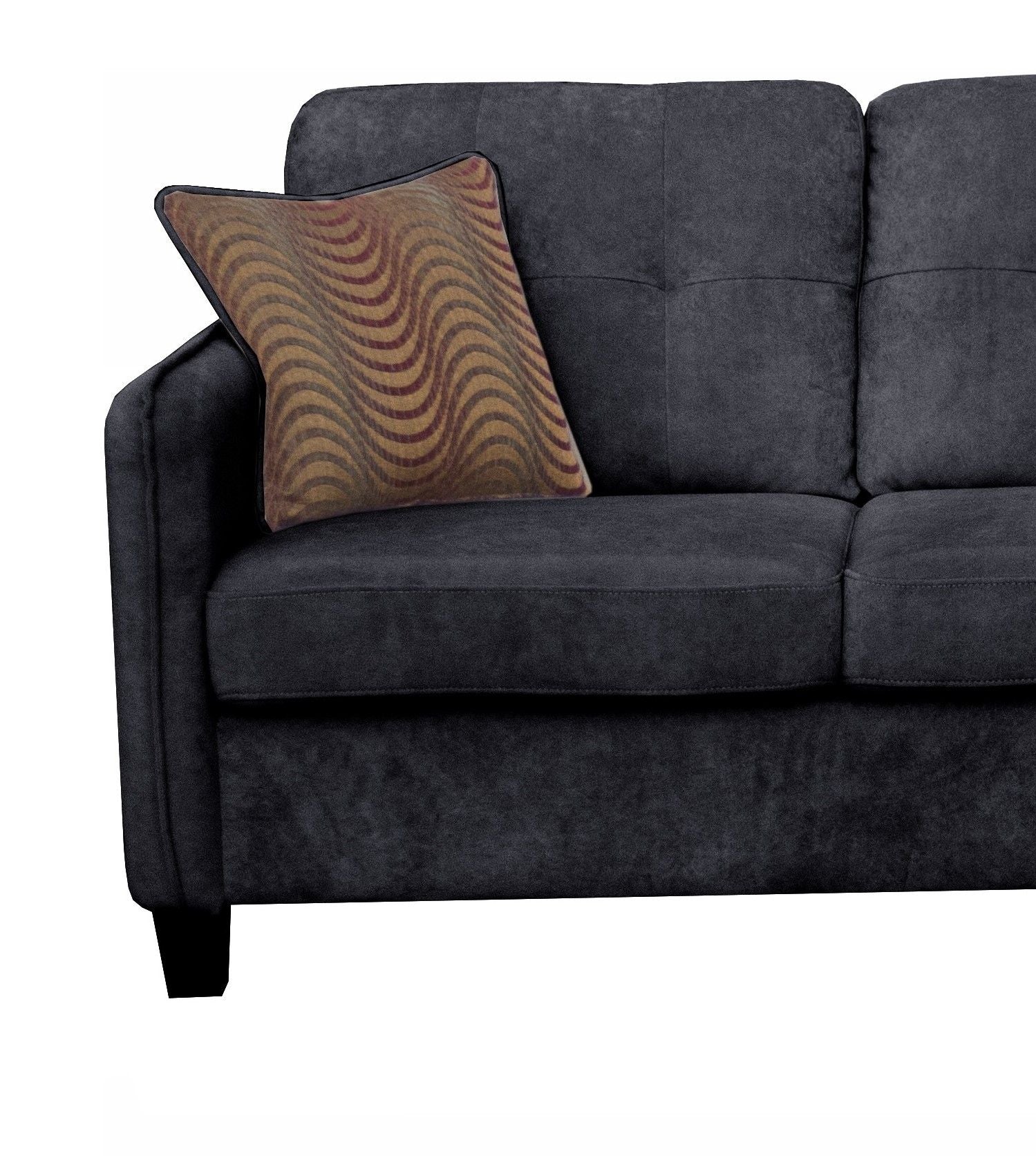 Archie - Velvet 6-Seater Sectional Sofa - Black