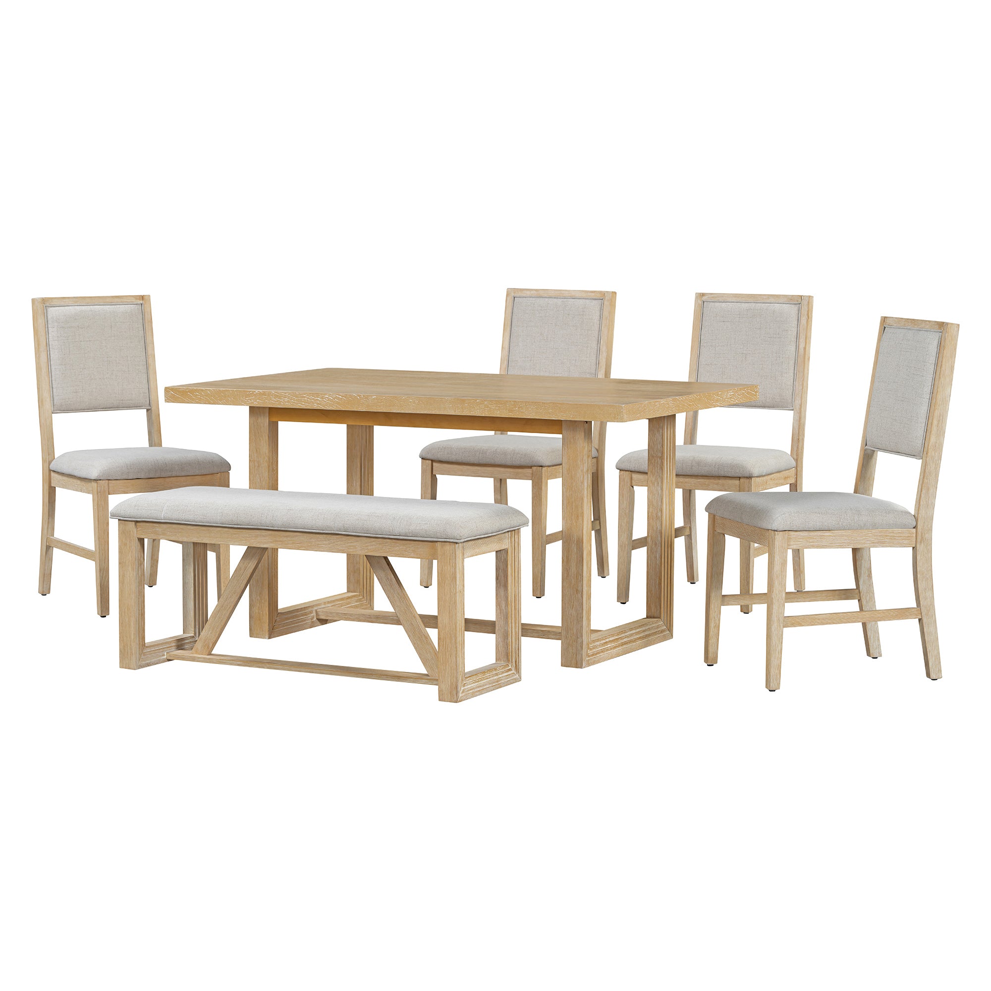 6-Pc Retro Dining Set - Natural