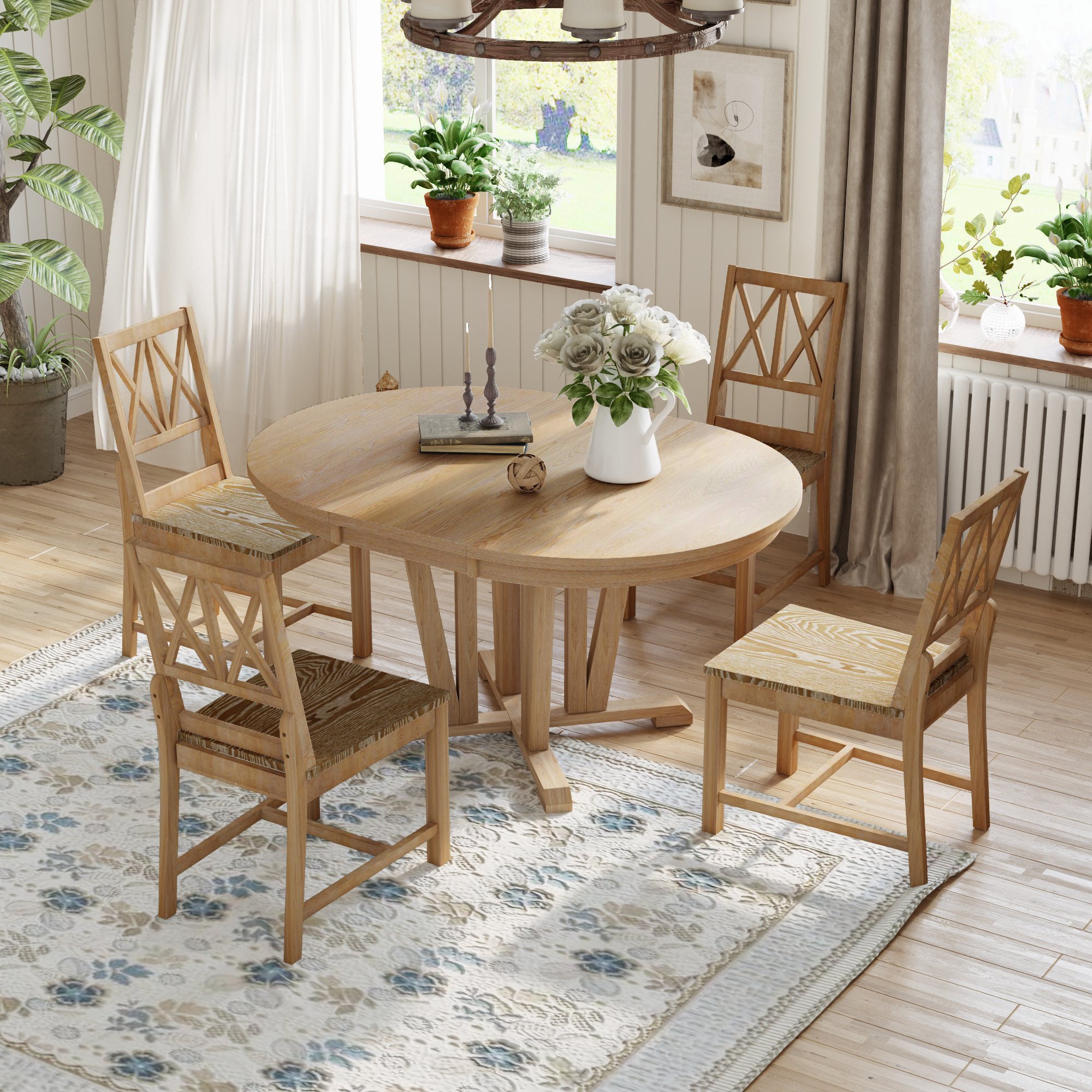 Rustic 5-Piece Round Dining Set