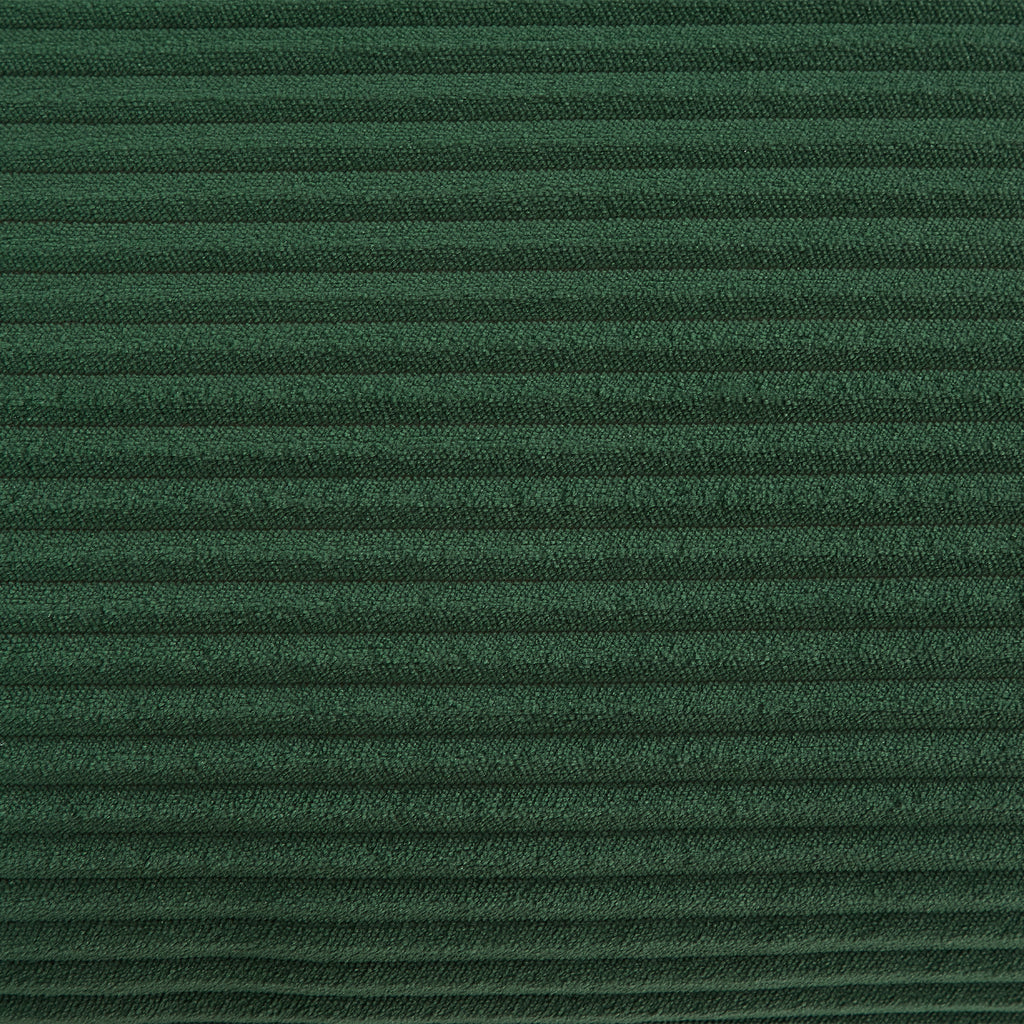 Green corduroy upholstery with fine horizontal ridges