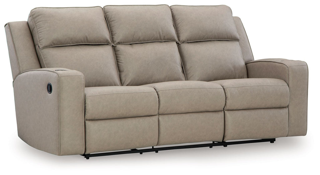 Pebble recliner sofa with padded armrests and three back cushions