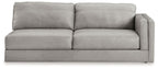 Glacier gray fabric sofa with two large seat cushions and tall backrests
