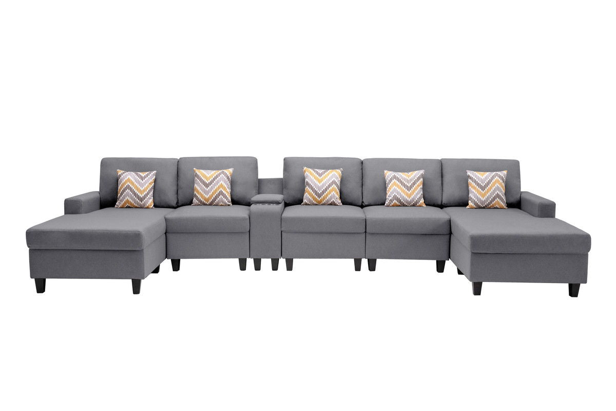 Nolan - Fabric 6 Piece Sectional Sofa With Pillows And Interchangeable Legs