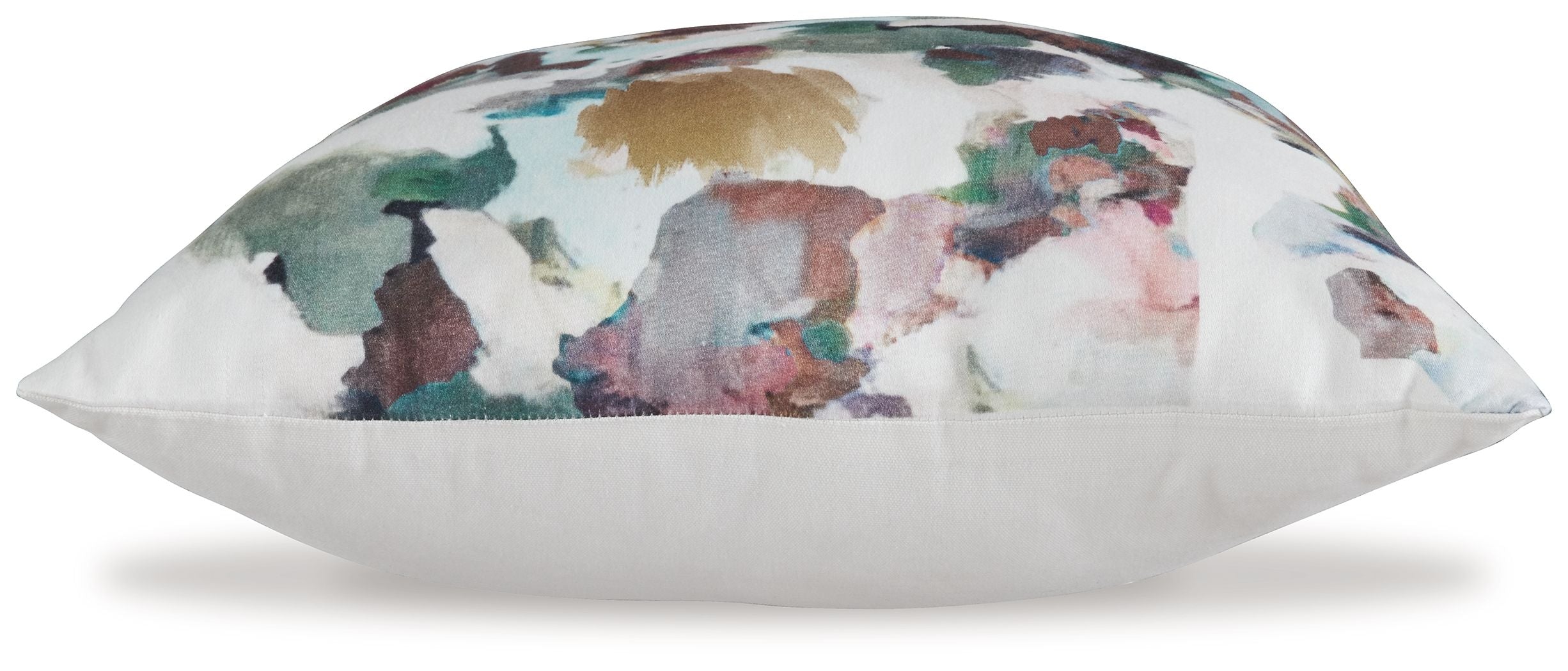Herston lumbar pillow with multicolor watercolor print on white front