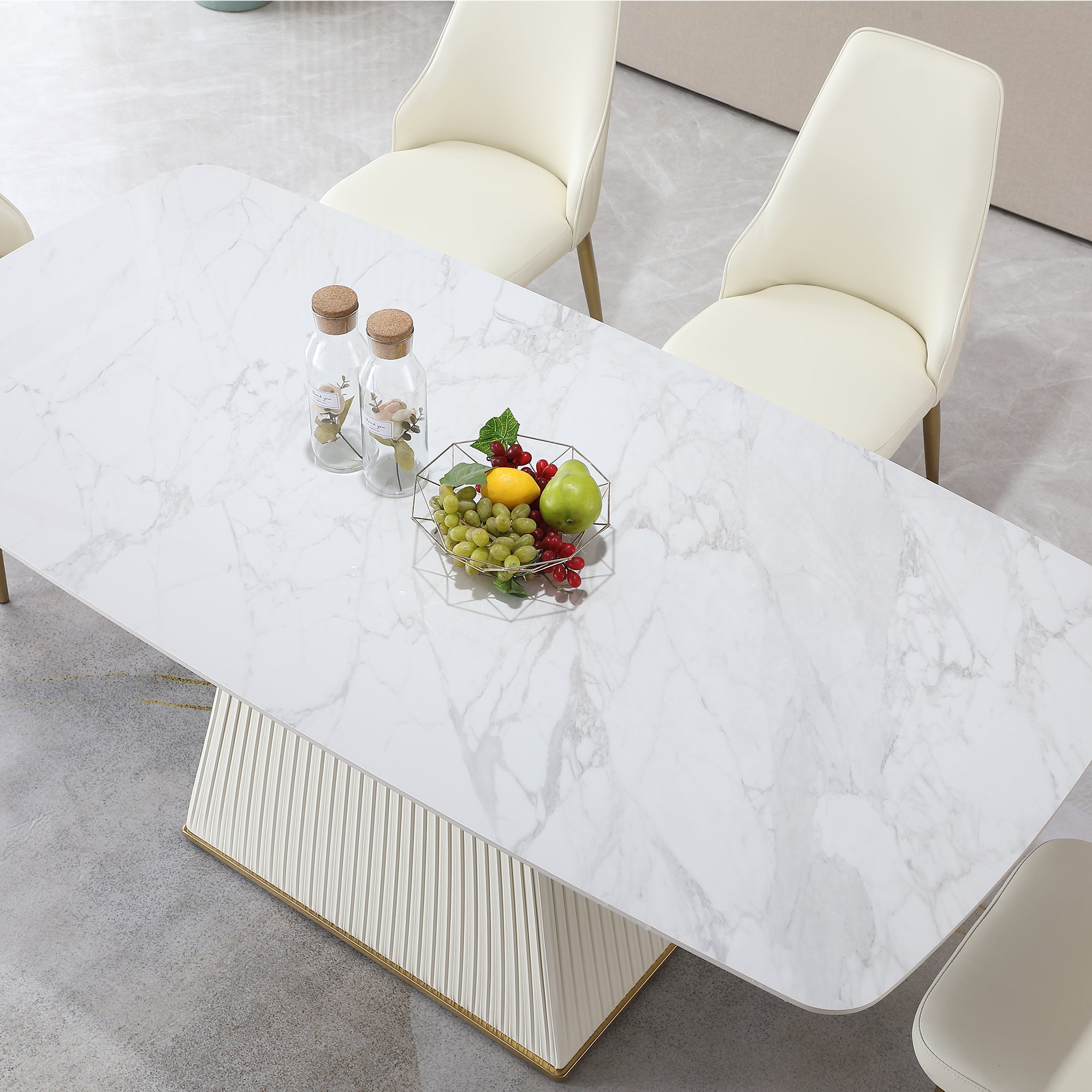 71" Modern Sintered Stone Dining Table & 6 Chairs