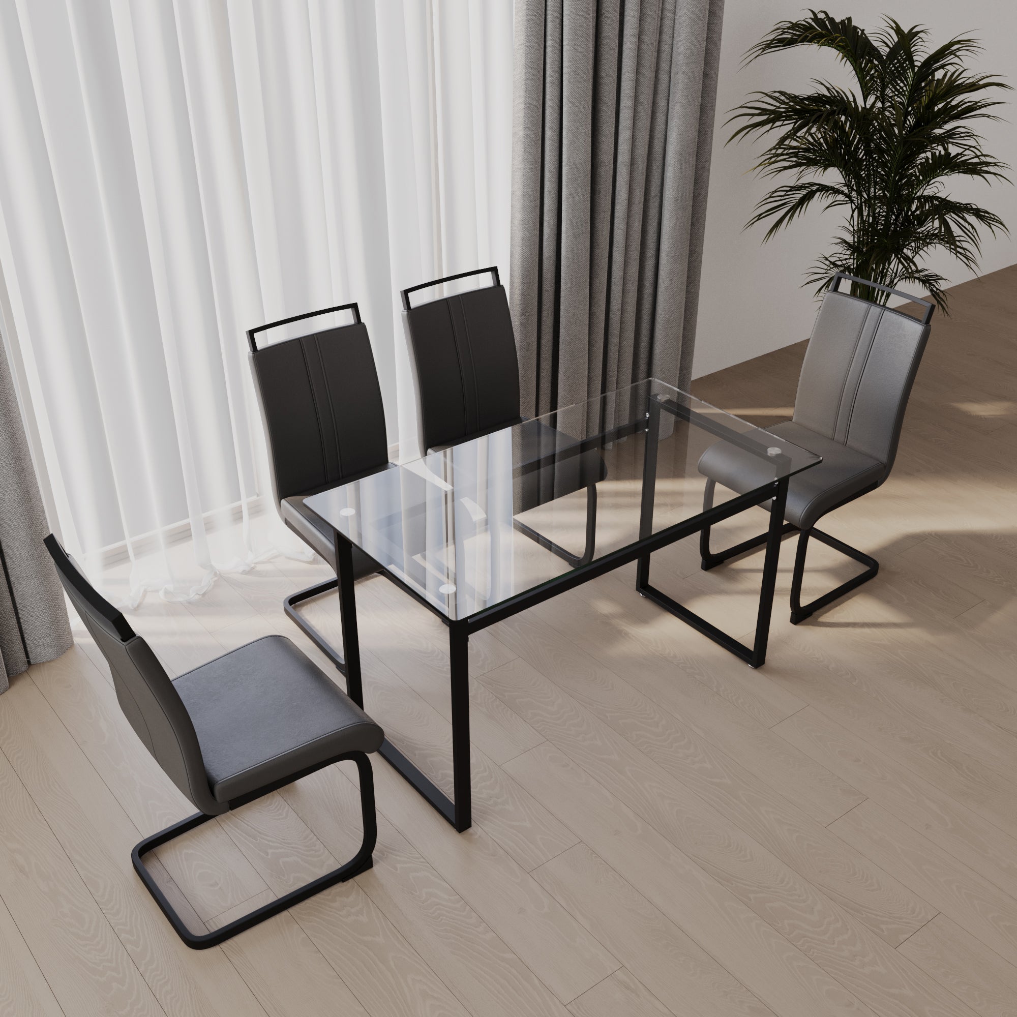 51" Glass Dining Table Set for 4 | Modern Kitchen Table
