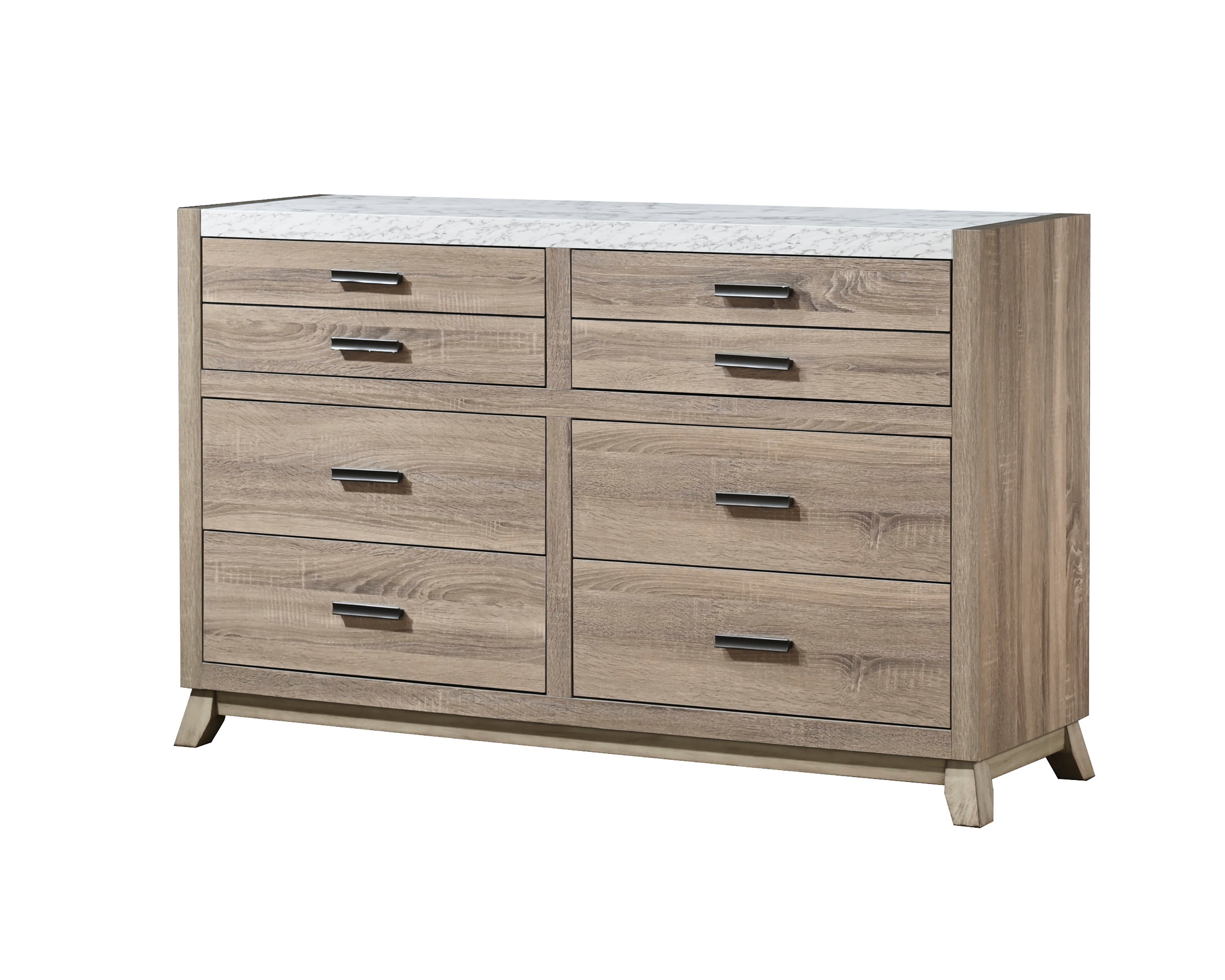 Rustic Transitional Dresser Faux Stone Top Natural Brown
