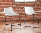 Upholstered barstool with white seat and black metal frame, side-by-side