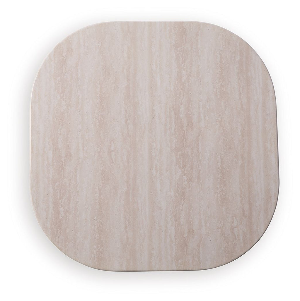Light beige stone-look round tabletop