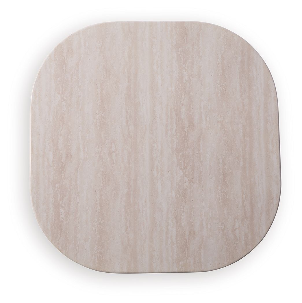 Light beige stone-look round tabletop