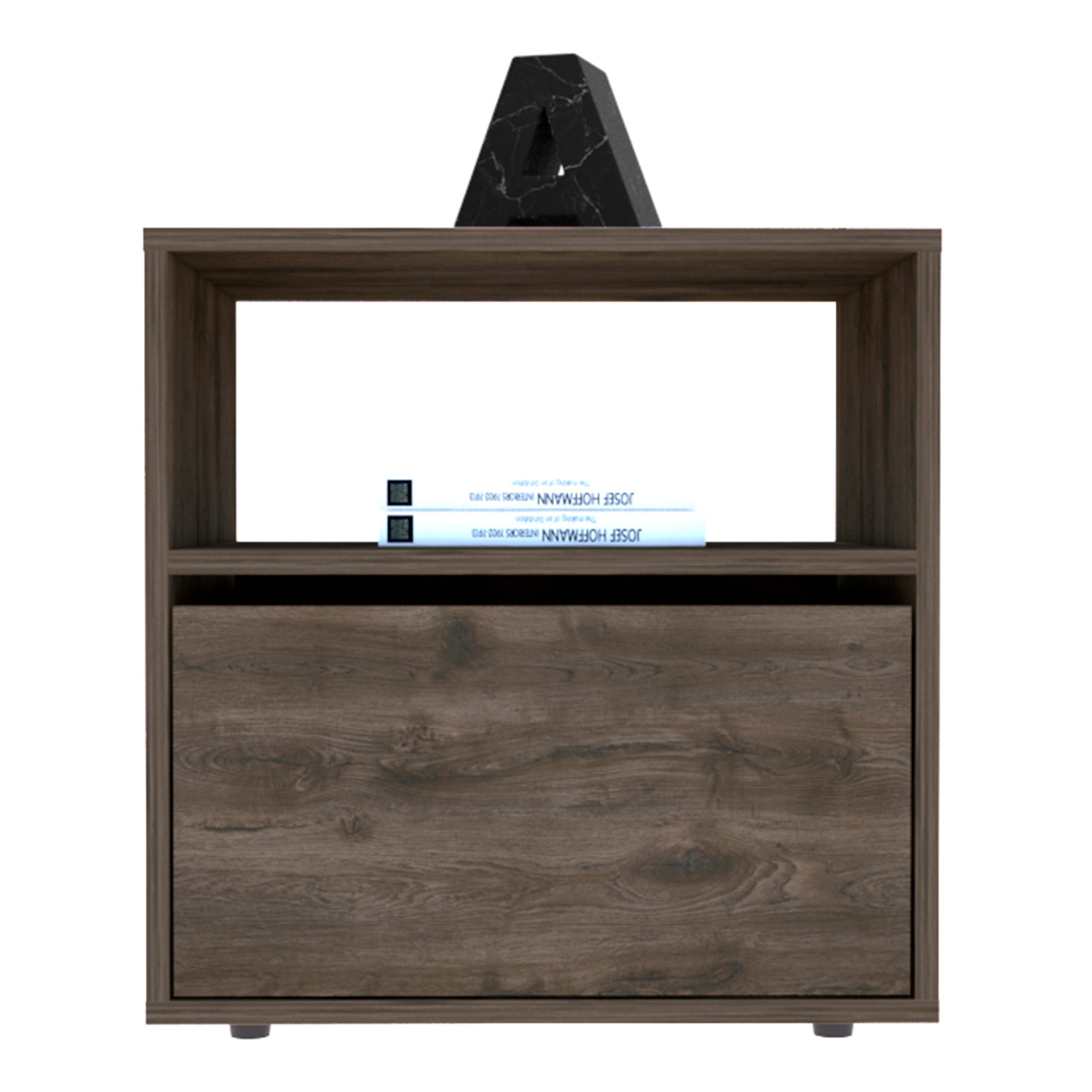 Galanto Nightstand - 2-Tier Storage, Dark Brown/Black